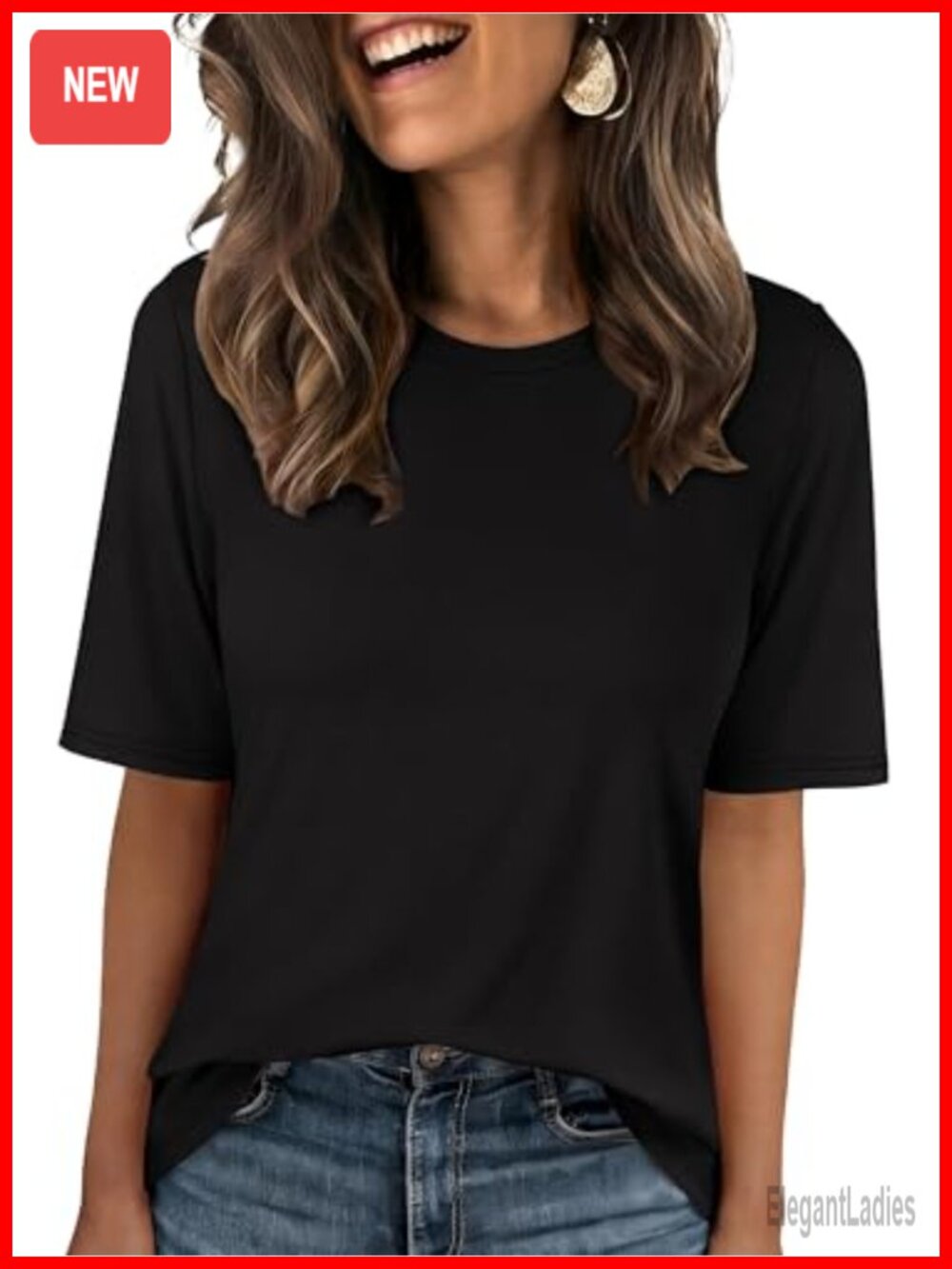 Women's Half Sleeve Wrinkle Free Crewneck T-Shirt Regular Fit Casual